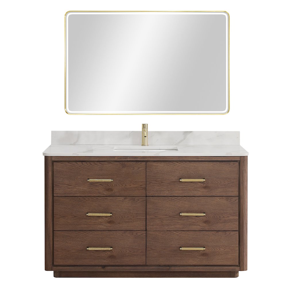 Porto 55" Free-standing Single Bath Vanity in Aged Dark Brown Oak