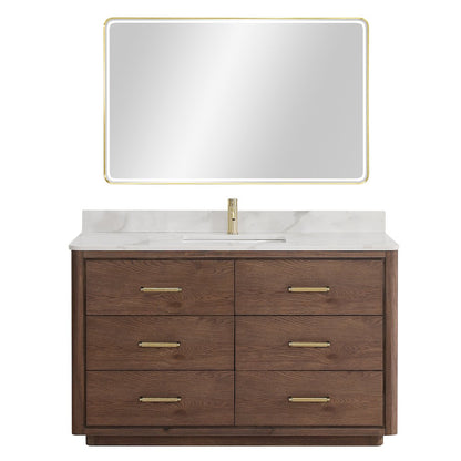 Porto 55" Free-standing Single Bath Vanity in Aged Dark Brown Oak