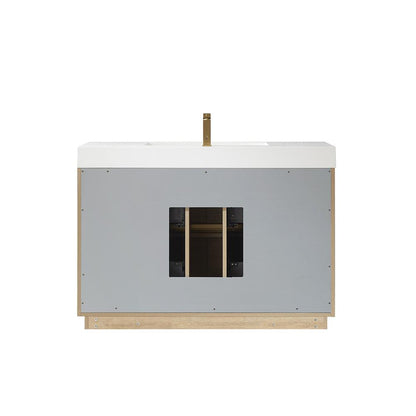 Single Sink Bath Vanity with Composite Integral Square Sink Top and Mirror