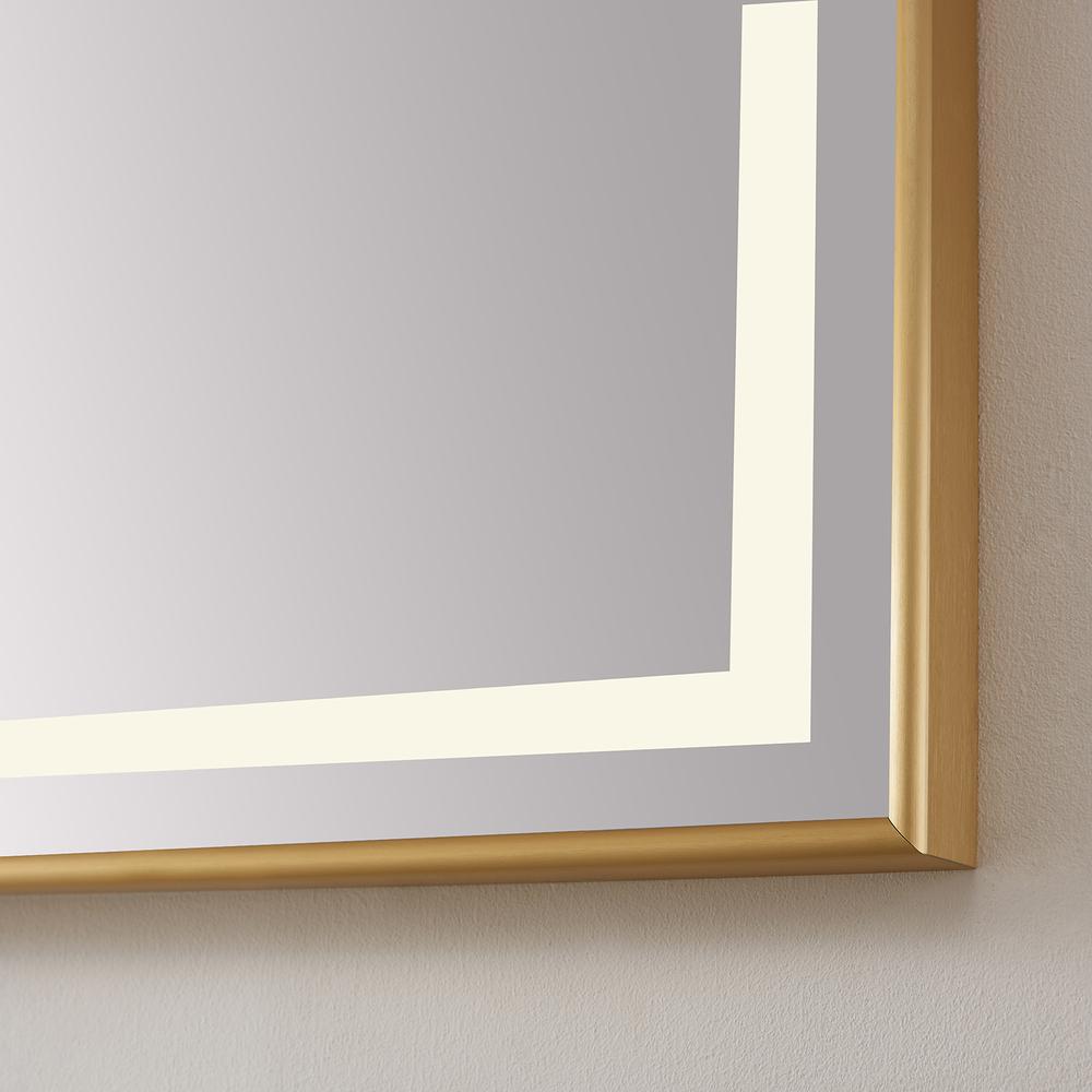 36" Rectangular Aluminum Framed LED Wall Mount Bathroom Vanity Mirror in Gold