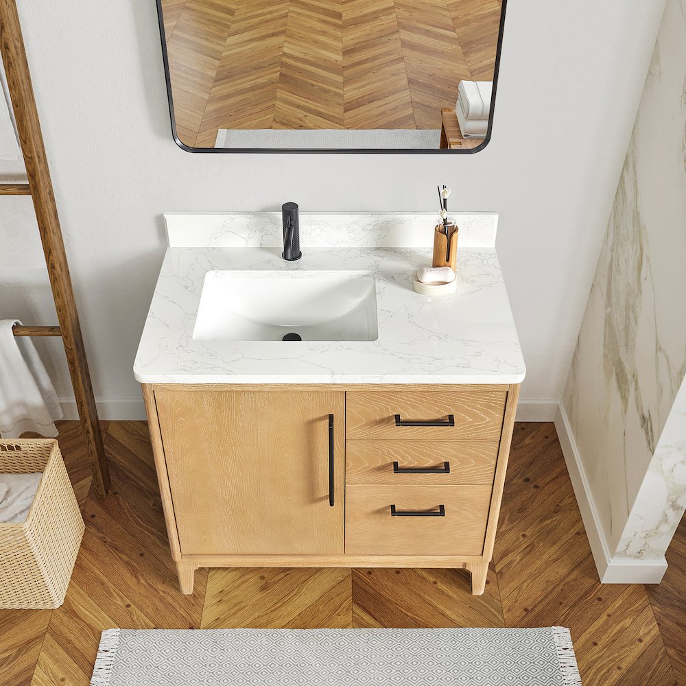 Gara 36" Free-standing Single Bath Vanity in Washed Ash Grey