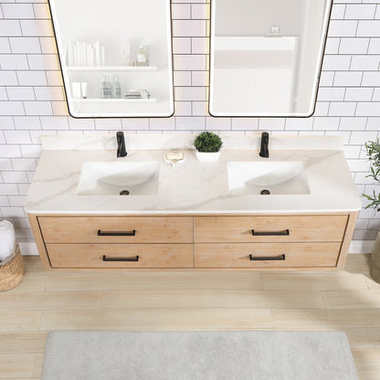 Cristo 72" Floating Double Bath Vanity in Fir Wood Brown