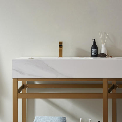 Vanity with stainless steel bracket match with stone Countertop Without Mirror