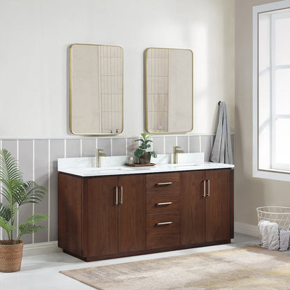 San 72" Free-standing Double Bath Vanity in Natural Walnut