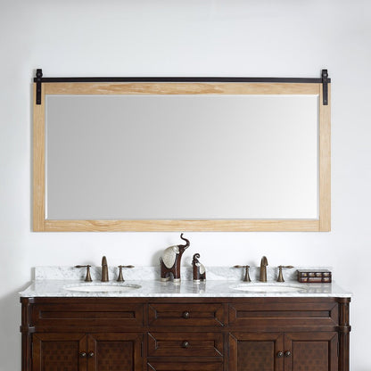 Cortes 72" Rectangular Bathroom Vanity Barndoor Wall Mount Mirror in Pine