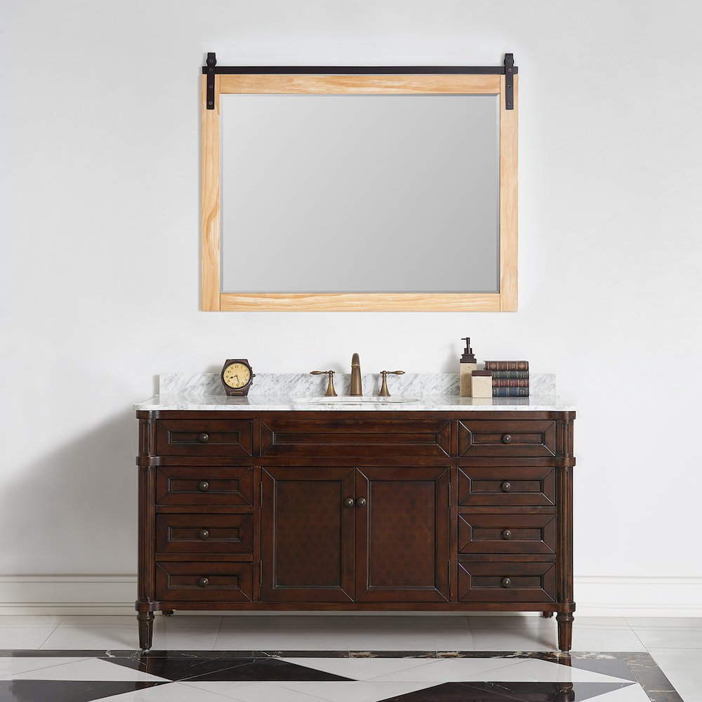 Cortes 48" Rectangular Bathroom Vanity Barndoor Wall Mount Mirror in Pine