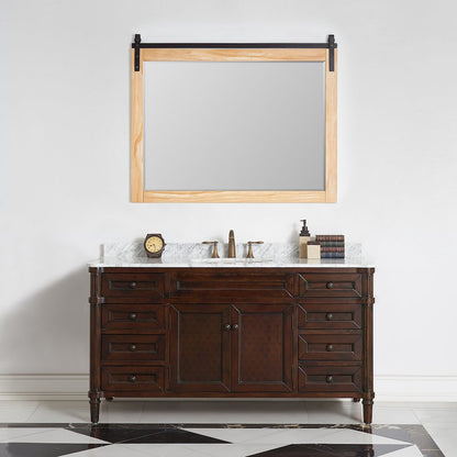Cortes 48" Rectangular Bathroom Vanity Barndoor Wall Mount Mirror in Pine