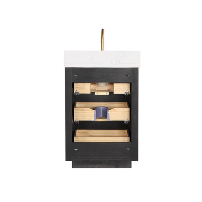 Free-standing Single Bathroom Vanity with Composite top in Lightning White