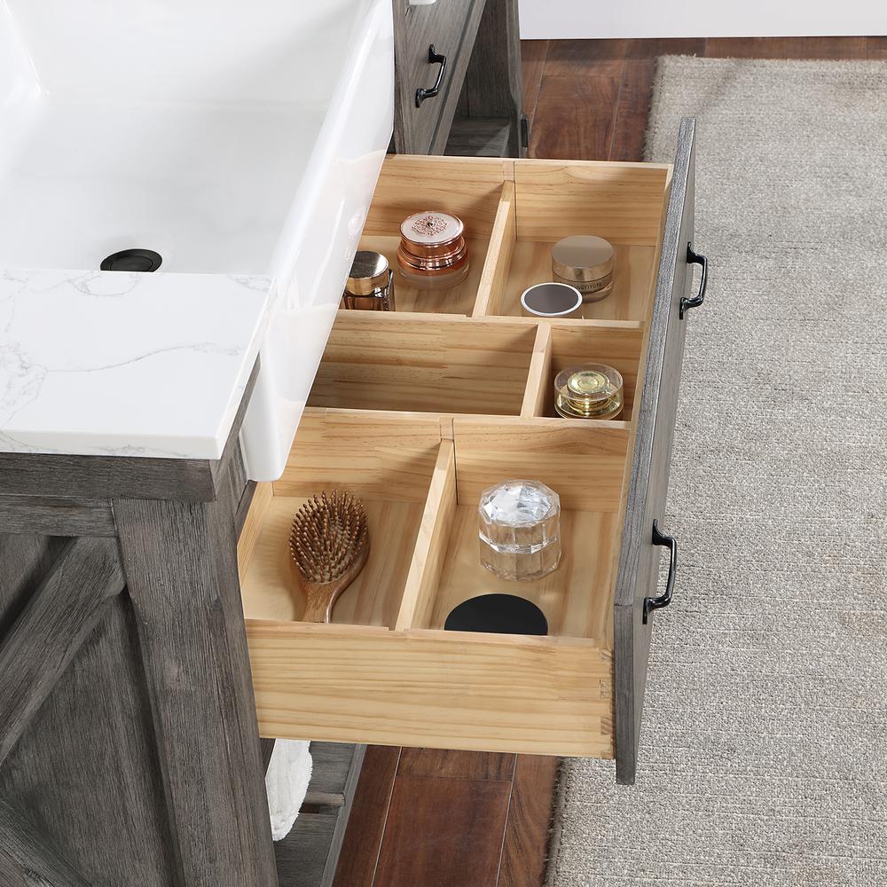 Double Bath Vanity with Composite Stone Top, White Farmhouse Basin