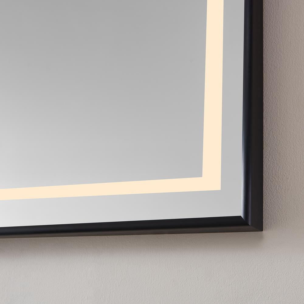 36" Rectangular Aluminum Framed LED Wall Mount Bathroom Vanity Mirror in Black