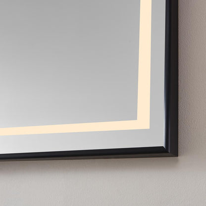 36" Rectangular Aluminum Framed LED Wall Mount Bathroom Vanity Mirror in Black