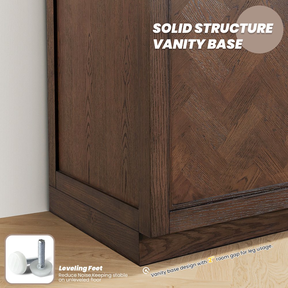 Jakarta 60M" Freestanding Double Bath Vanity in Aged Dark Brown Oak