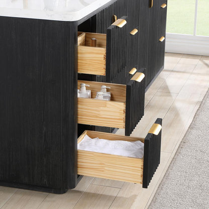 Free-standing Double Bathroom Vanity with Composite top and Mirror