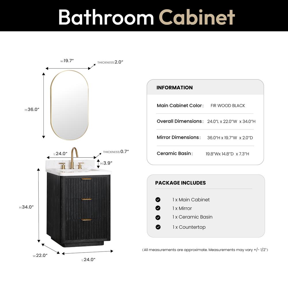 Free-standing Single Bathroom Vanity with Composite top and Mirror