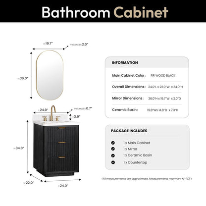 Free-standing Single Bathroom Vanity with Composite top and Mirror