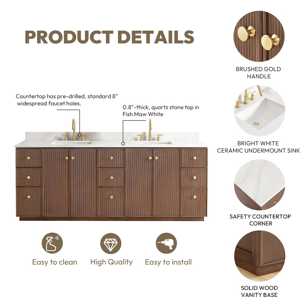 Oza 84" Free-standing Double Bath Vanity in Aged Dark Brown Oak