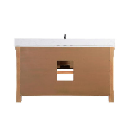 Single Bath Vanity with Composite Stone Top, White Farmhouse Basin