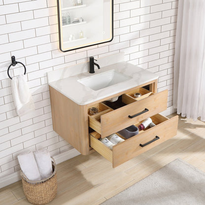 Cristo 36" Floating Single Bath Vanity in Fir Wood Brown