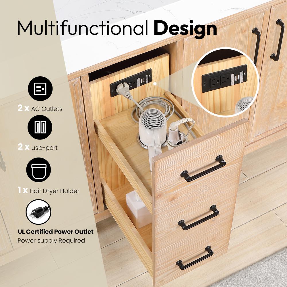 Free-standing Double Bathroom Vanity with Composite top in Lightning White