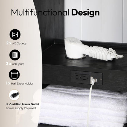 Free-standing Double Bathroom Vanity with Composite top in Lightning White
