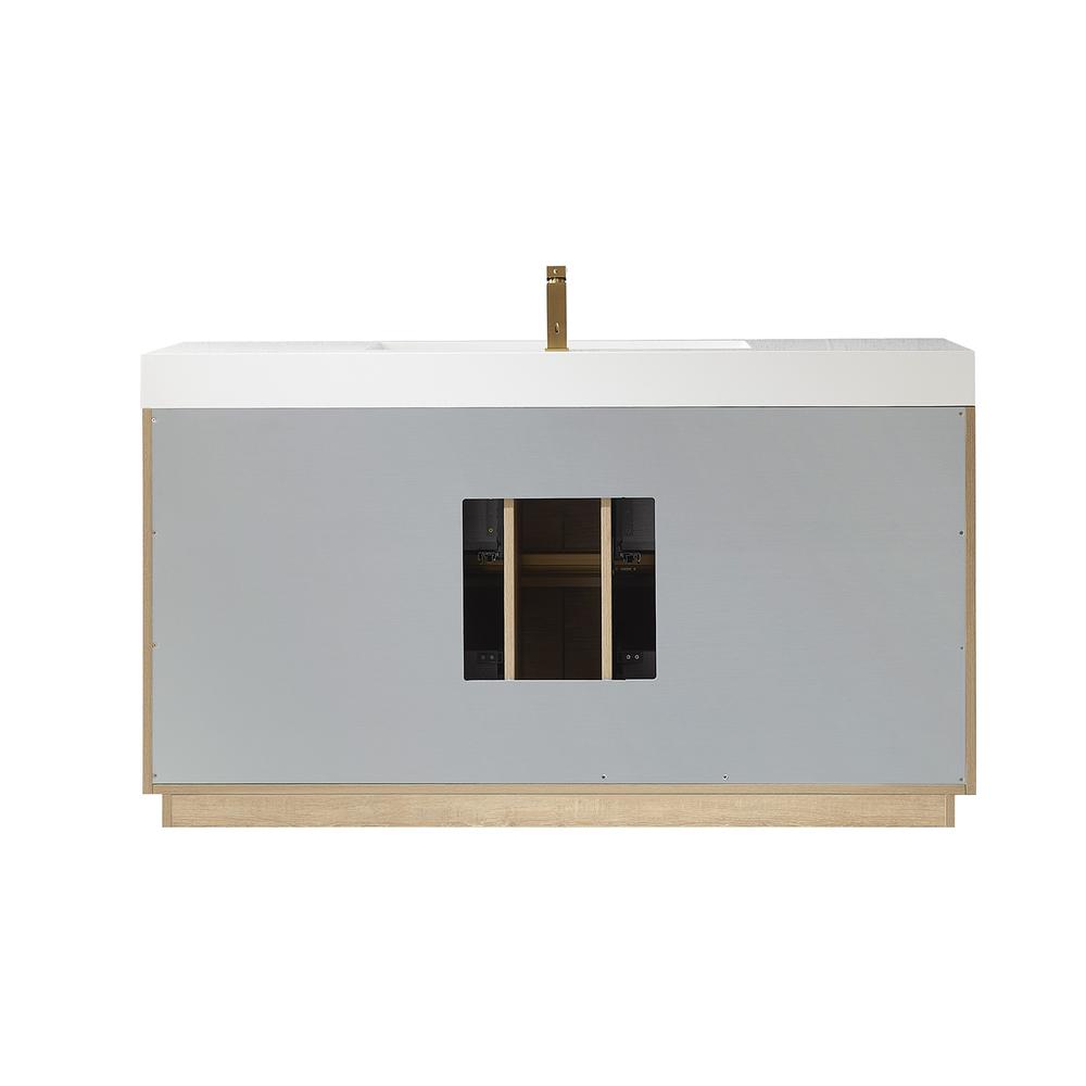 Single Sink Bath Vanity with Composite Integral Square Sink Top and Mirror