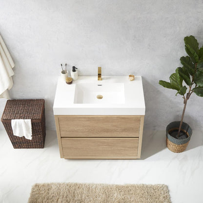 Single Sink Bath Vanity with White Composite Integral Square Sink Top