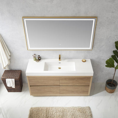 Single Sink Bath Vanity with Composite Integral Square Sink Top and Mirror