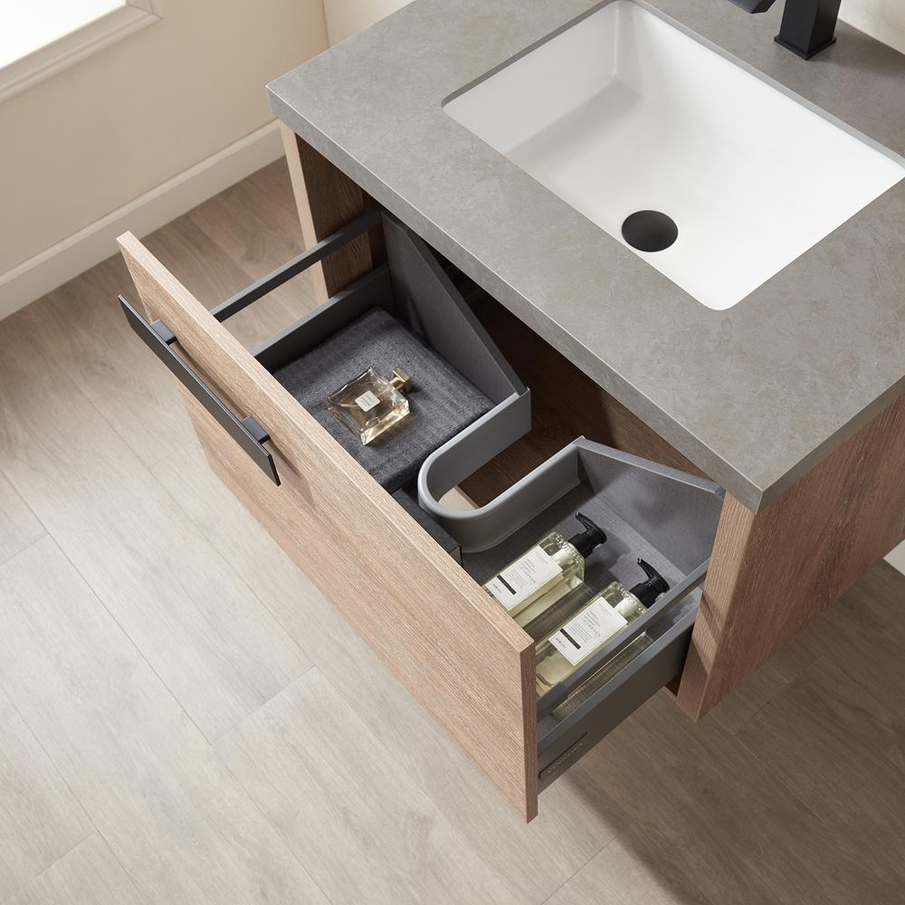 Carcastillo 30" Single Sink Bath Vanity with Grey Sintered Stone Top