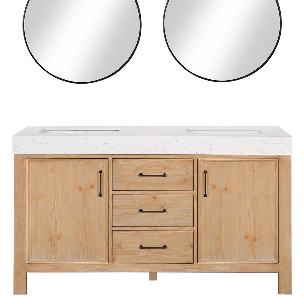 Free-standing Double Bathroom Vanity with Composite top and Mirror