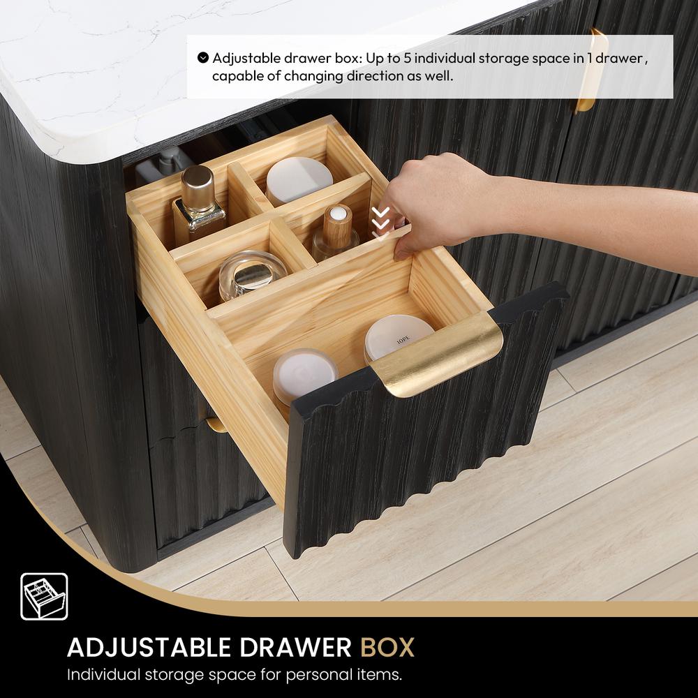 Free-standing Double Bathroom Vanity with Composite top in Lightning White