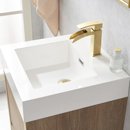 Single Sink Bath Vanity with Composite Integral Square Sink Top and Mirror