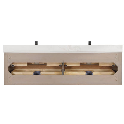 Cristo 72" Floating Double Bath Vanity in Fir Wood Brown