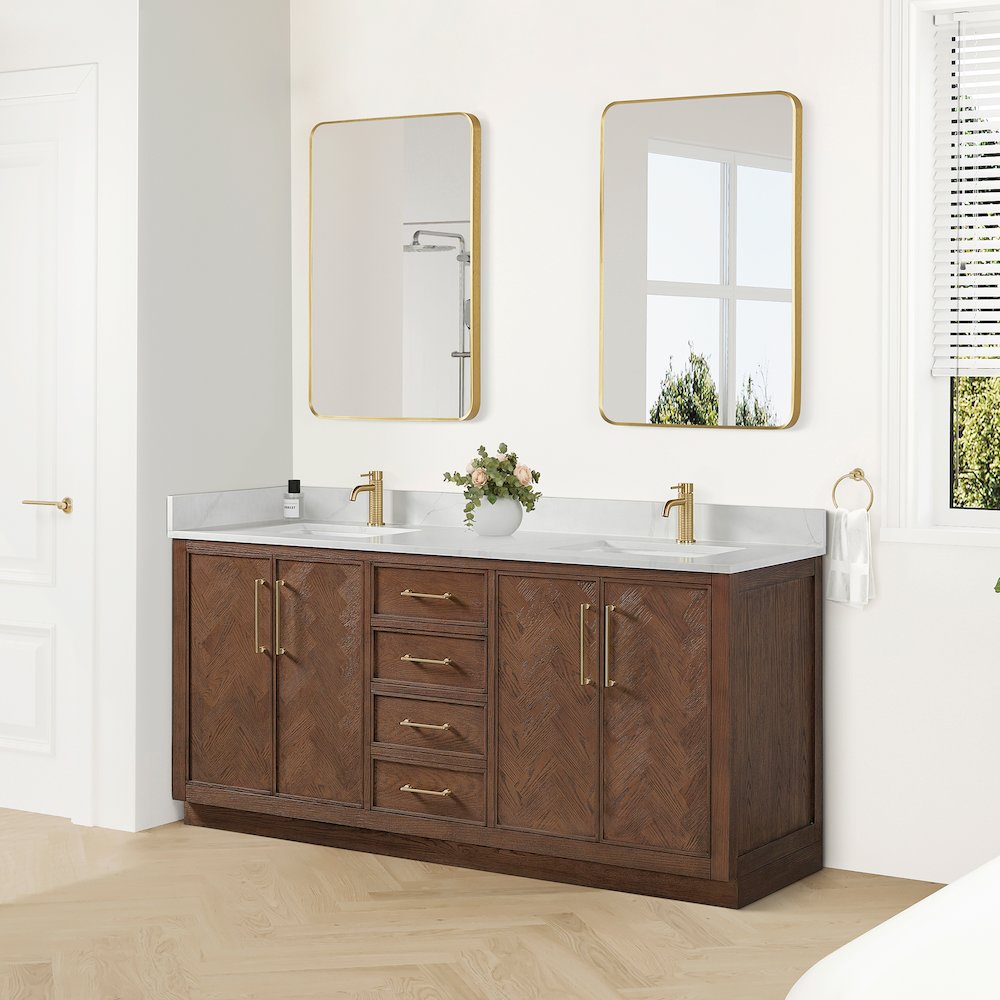 Jakarta 72" Freestanding Double Bath Vanity in Aged Dark Brown Oak