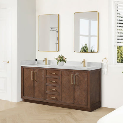 Jakarta 72" Freestanding Double Bath Vanity in Aged Dark Brown Oak