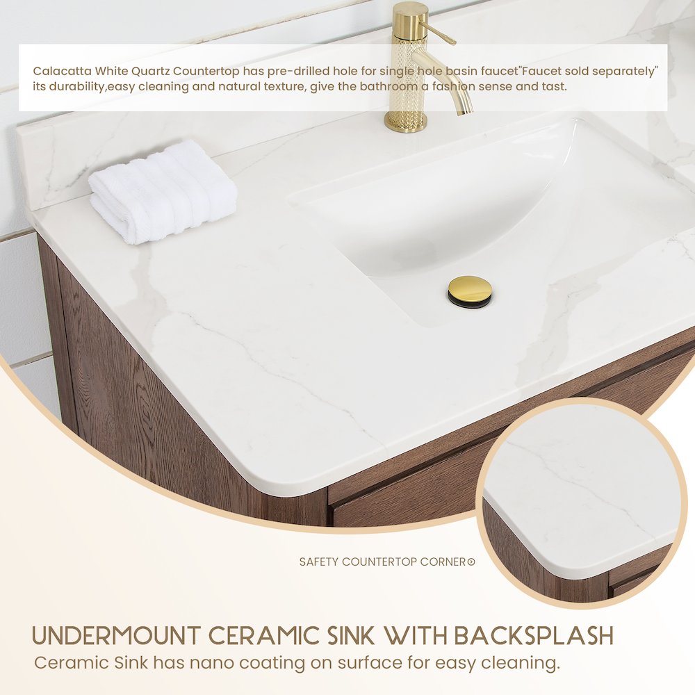 Porto 48" Free-standing Single Bath Vanity in Aged Dark Brown Oak