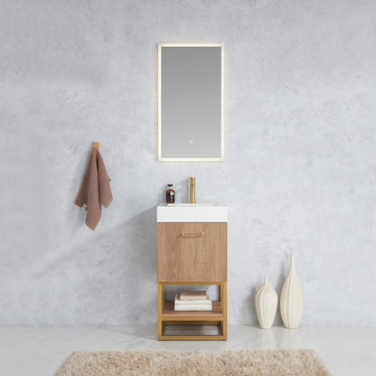 18" Single Sink Bath Vanity with Whole Artificial Stone Basin Top and Mirror