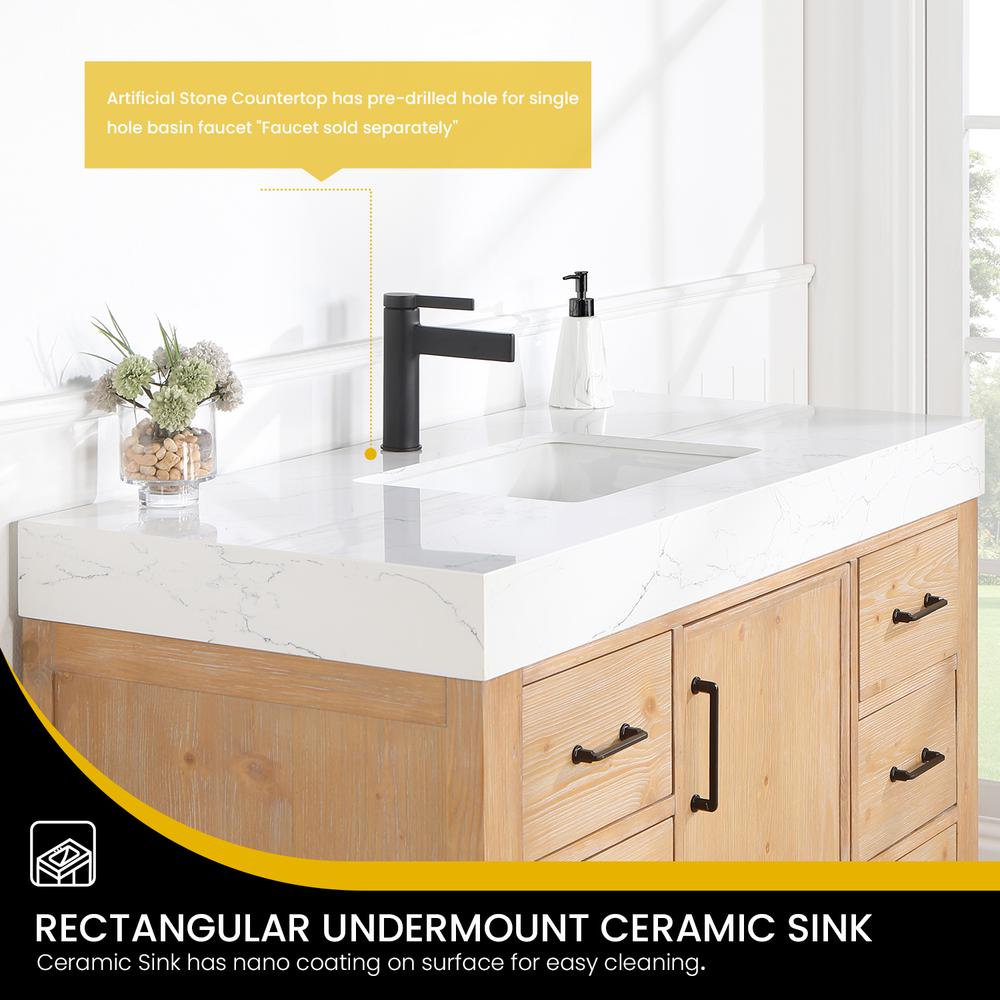 Free-standing Single Bathroom Vanity with Composite top and Mirror