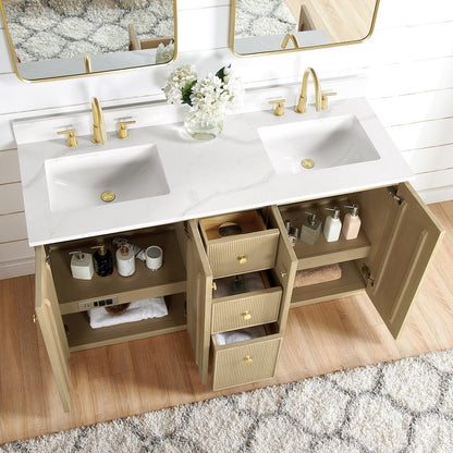 Oza 60M" Free-standing Double Bath Vanity in Aged Natural Oak