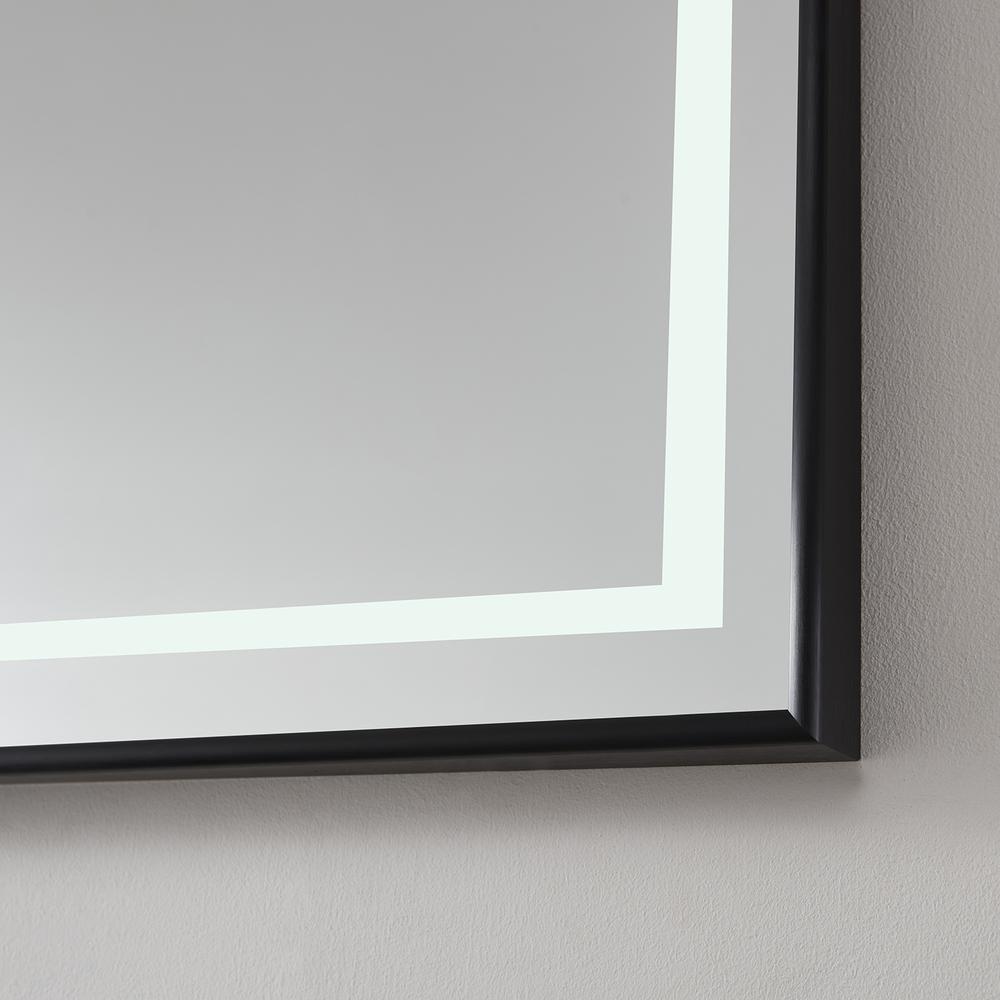 36" Rectangular Aluminum Framed LED Wall Mount Bathroom Vanity Mirror in Black