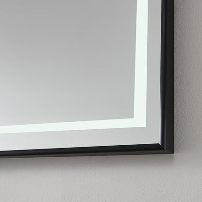 36" Rectangular Aluminum Framed LED Wall Mount Bathroom Vanity Mirror in Black