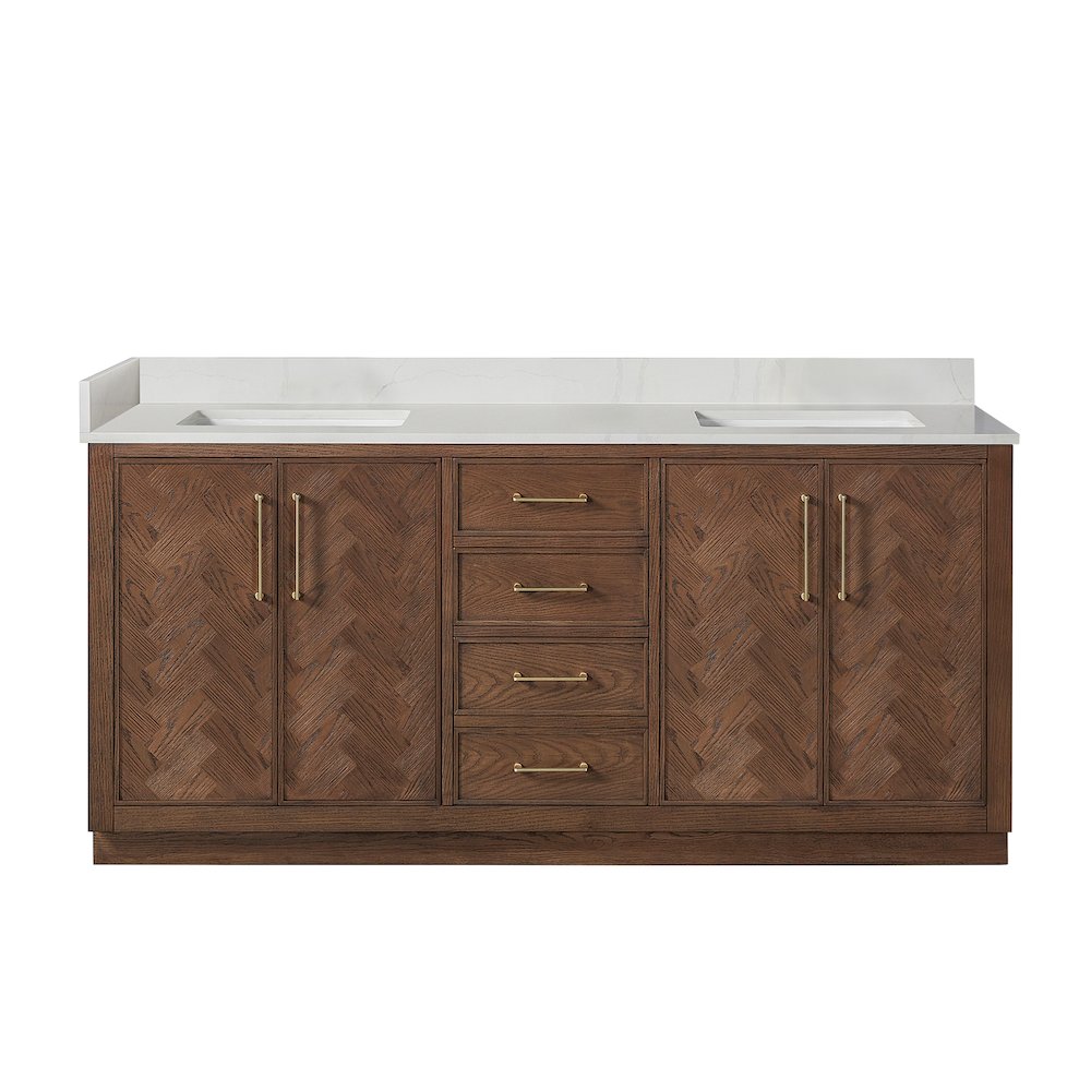 Jakarta 72" Freestanding Double Bath Vanity in Aged Dark Brown Oak