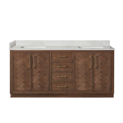Jakarta 72" Freestanding Double Bath Vanity in Aged Dark Brown Oak
