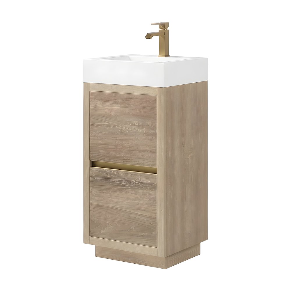 PVC Plywood Small Bathroom Vanity with Integral Square Sink Top with Storage