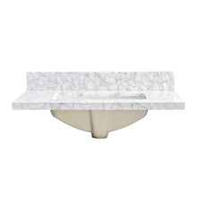 Zevio 31" x 22" Natural Marble Vanity Top, Carrara White, White Rect. Sink