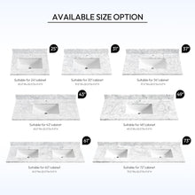 Zevio 31" x 22" Natural Marble Vanity Top, Carrara White, White Rect. Sink