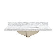 Zevio 37" x 22" Natural Marble Vanity Top, Carrara White, White Rect. Sink