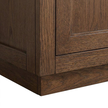 Solid Wood Freestanding Single Sink Bathroom Vanity, Aged Dark Brown Oak