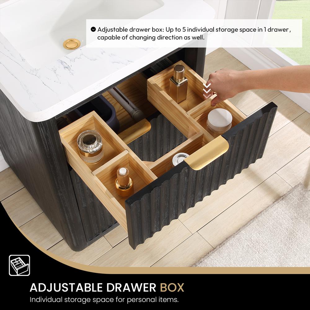 Free-standing Single Bathroom Vanity with Composite top and Mirror