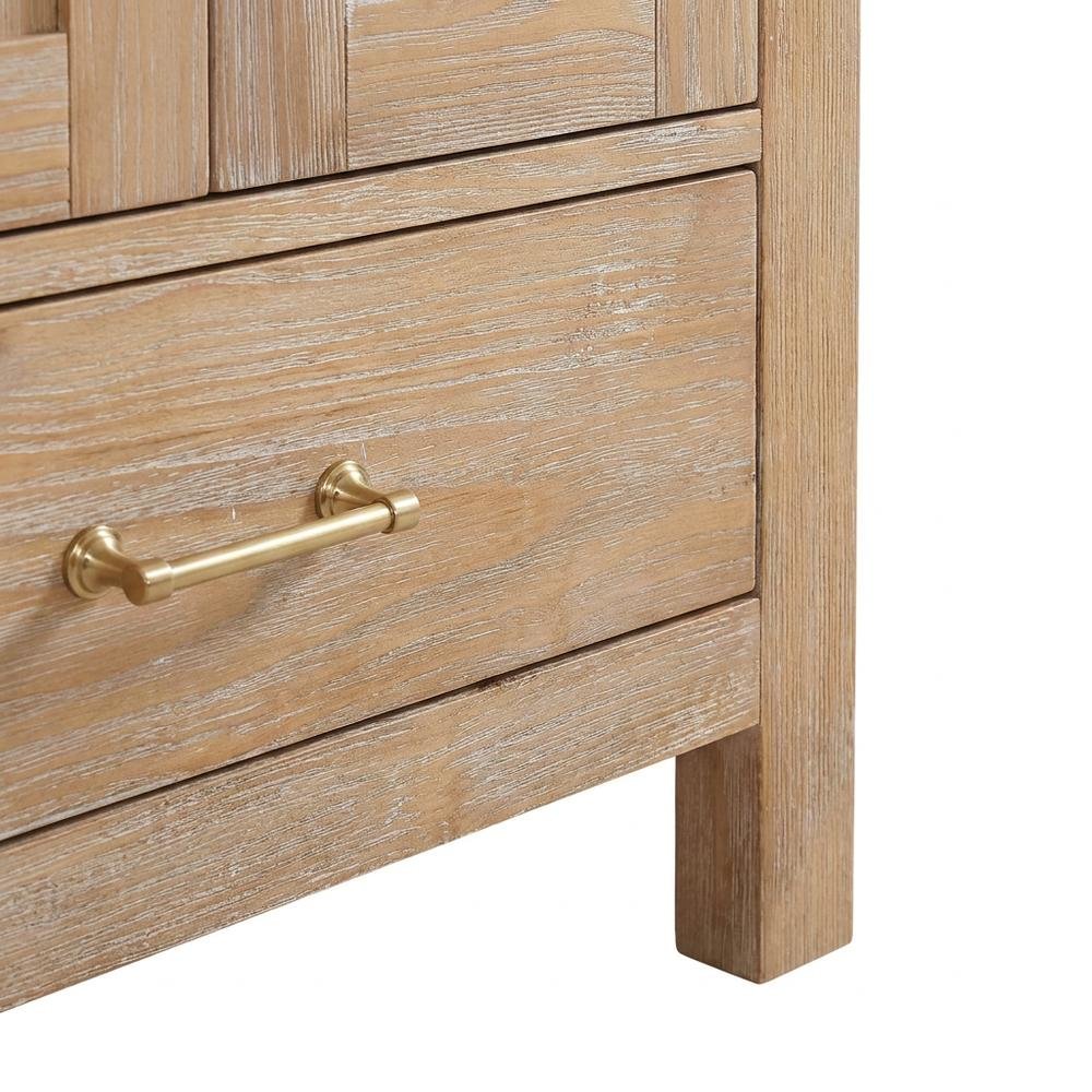 Solid Oak Fir Wood Bathroom Vanity with Drop-In Ceramic Basin Sink Cabinet