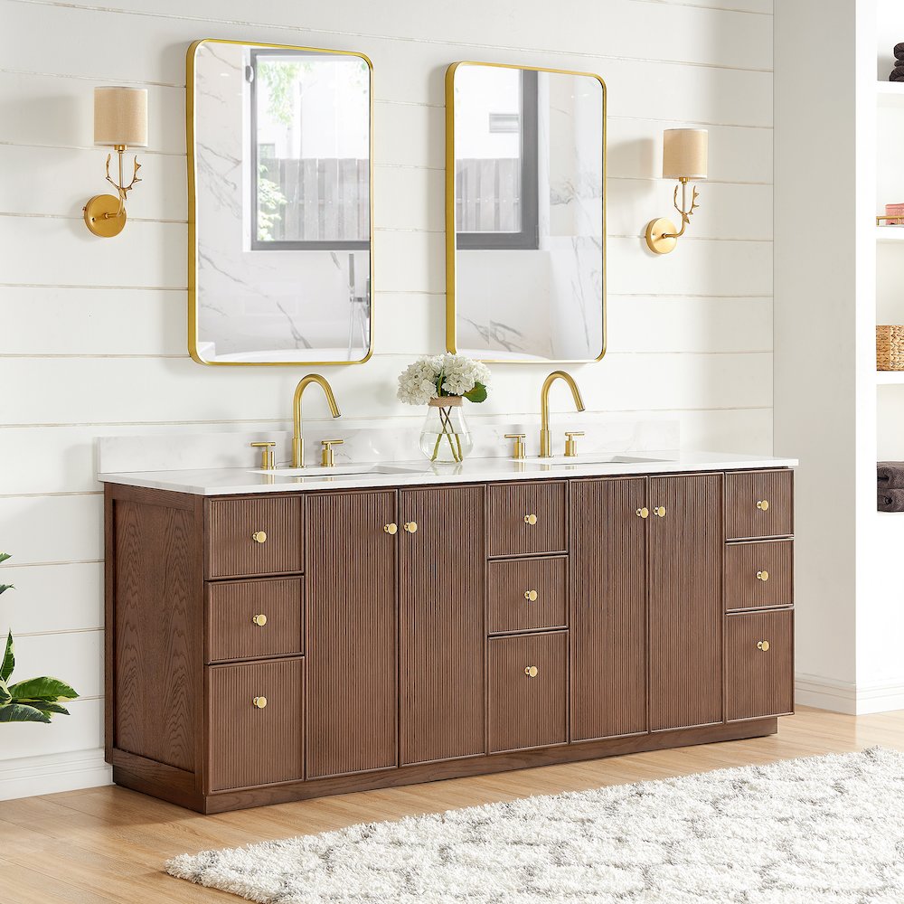 Oza 84" Free-standing Double Bath Vanity in Aged Dark Brown Oak